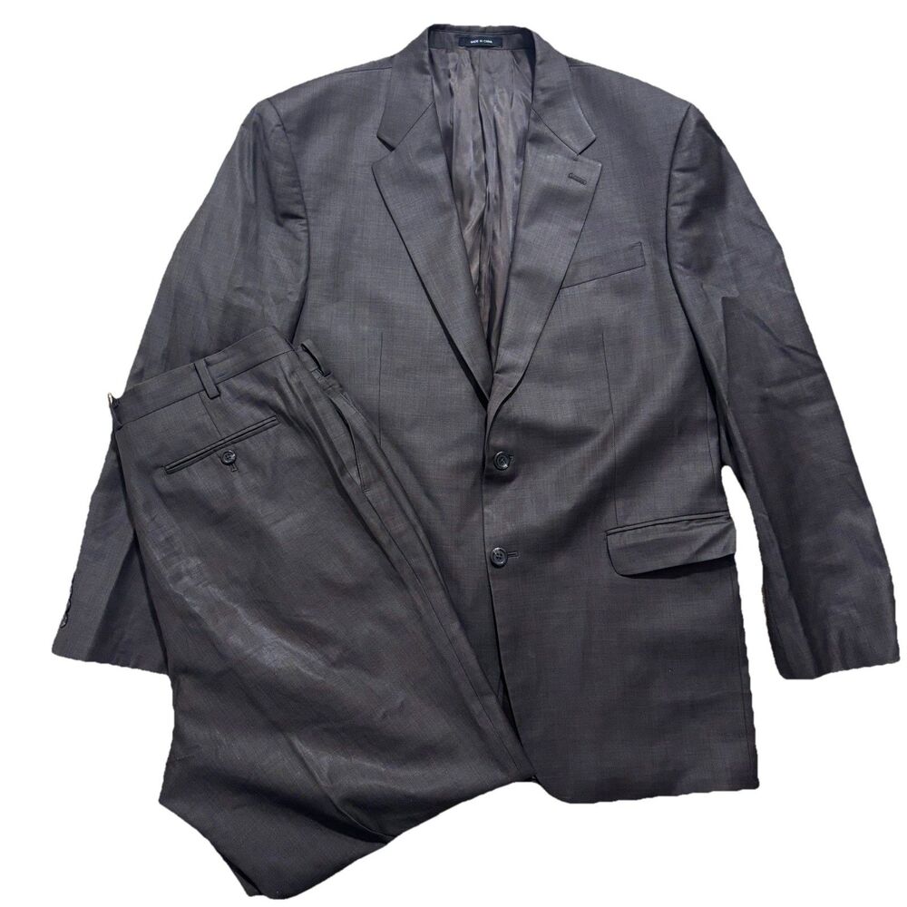 Lauren Ralph Lauren Suit Jacket Sz 44L Pants 38L Brown Wool Pleated Two Piece